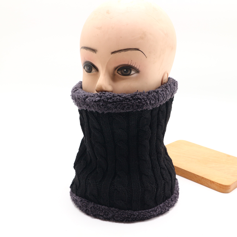 围脖毛线男冬季保暖加绒加厚脖套防风骑车户外青年中老年围巾女