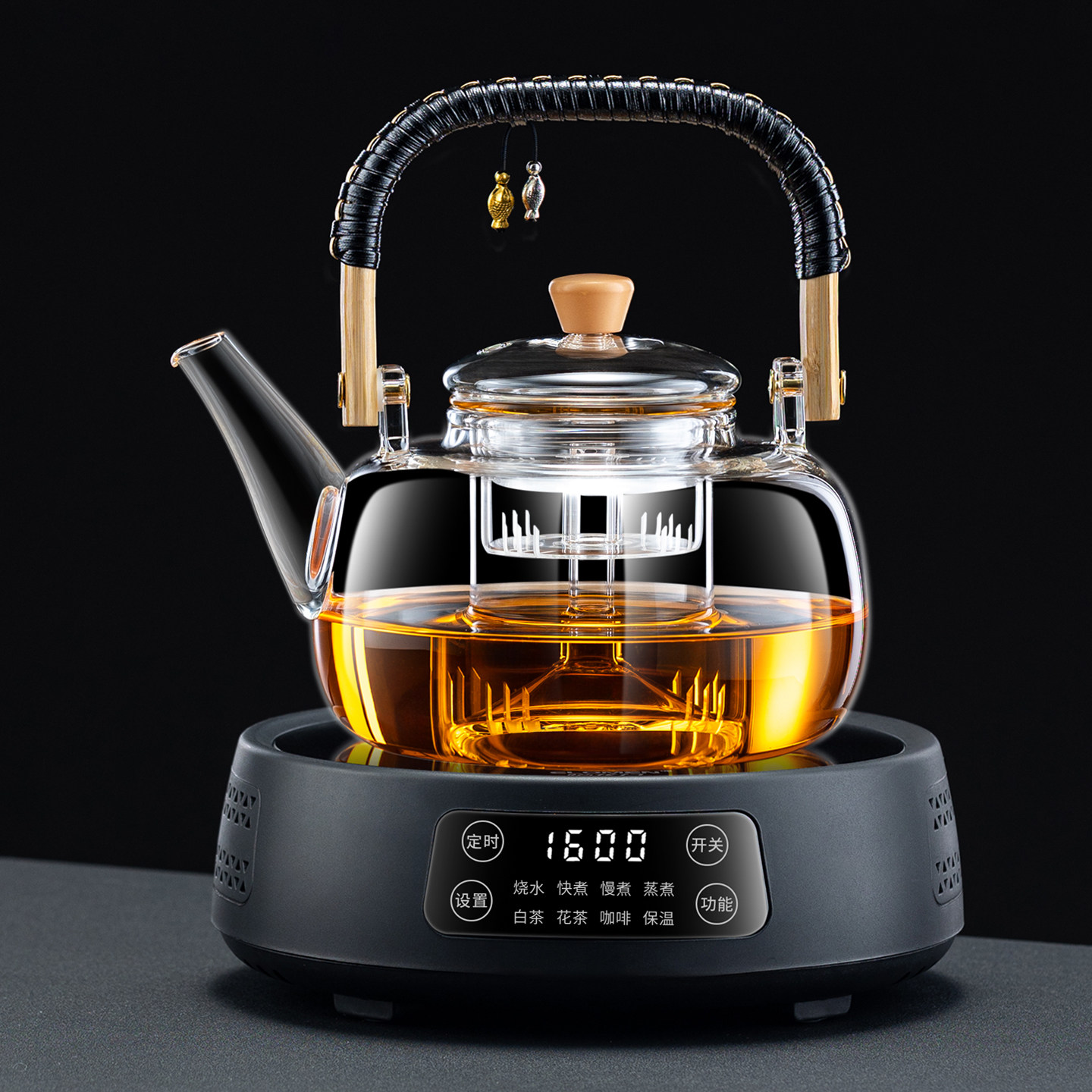 2025新款玻璃蒸煮茶器电陶炉家用养生烧水保温一体专用泡茶具套装