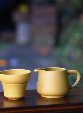 宜兴紫砂公道杯段泥小口杯段泥公道杯茶漏茶海分茶器客杯260cc