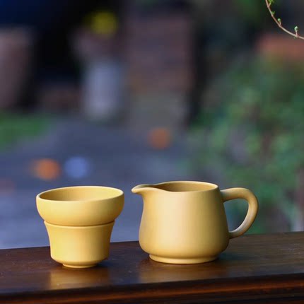 宜兴紫砂公道杯段泥小口杯段泥公道杯茶漏茶海分茶器客杯260cc