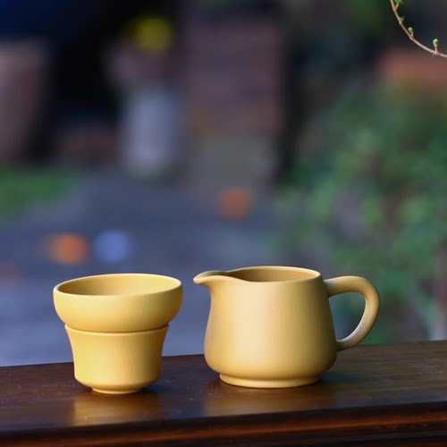 宜兴紫砂公道杯段泥小口杯段泥公道杯茶漏茶海分茶器客杯260cc