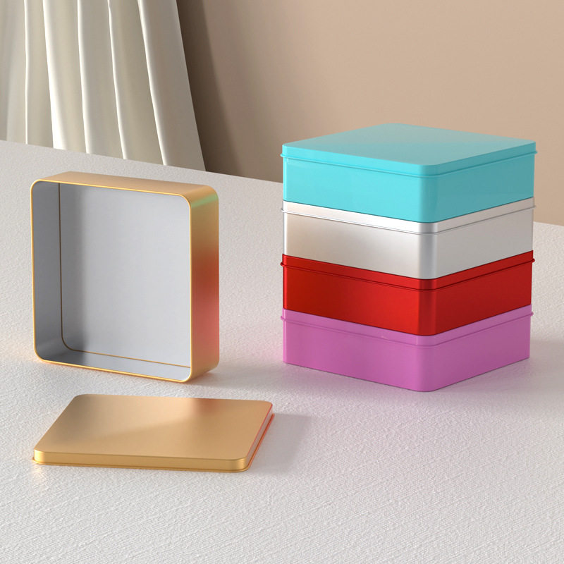 超大号正方形马口铁盒纯色婚庆巧克力喜糖盒烘焙曲奇饼干盒月饼盒