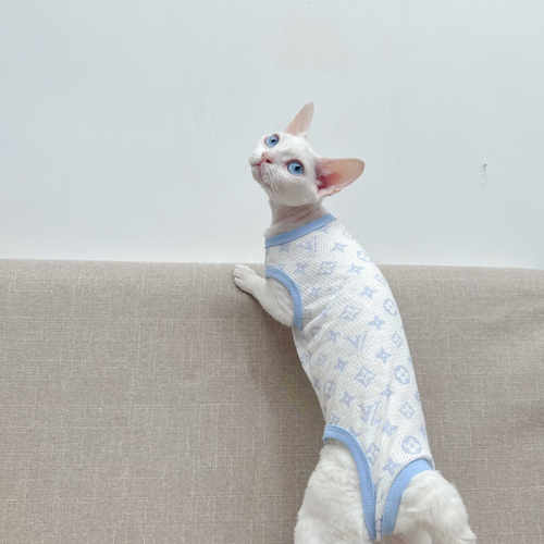 斯芬克斯无毛猫衣服四脚护肚绝育服透气纯棉薄款弹力网眼夏季潮牌