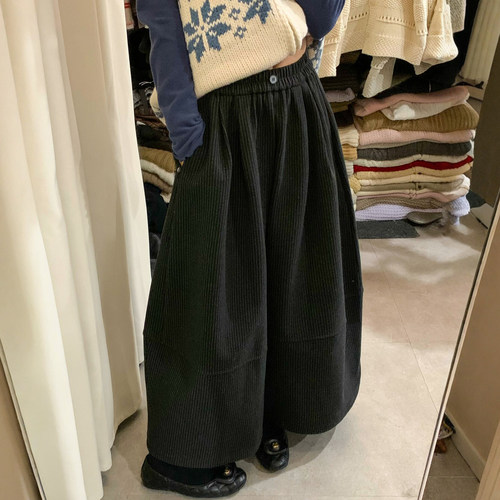 立体裁剪灯芯绒九分阔腿裤女欧货