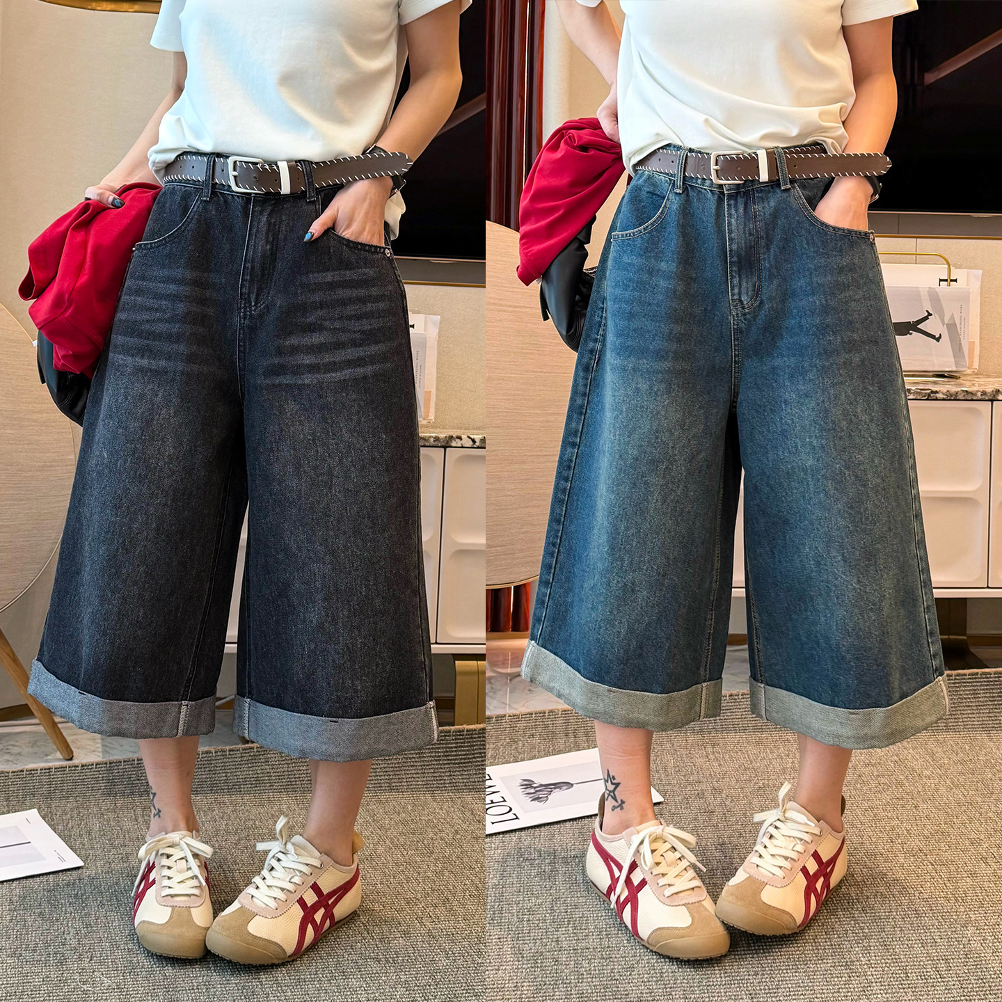 复古做旧八分阔腿牛仔裤女欧洲站2026春装新款欧货女装直筒裤子潮