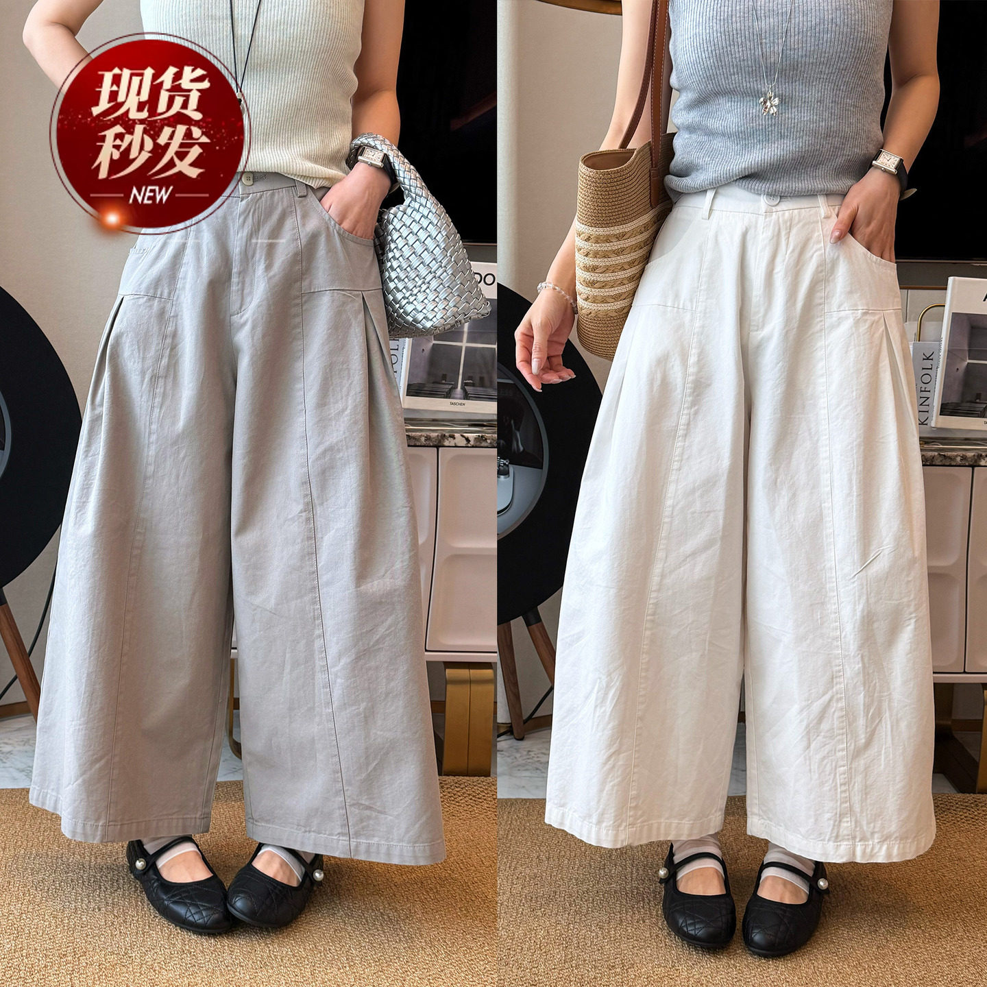 复古工装直筒九分阔腿裤女欧洲站2026春装新款欧货女装休闲裤子潮