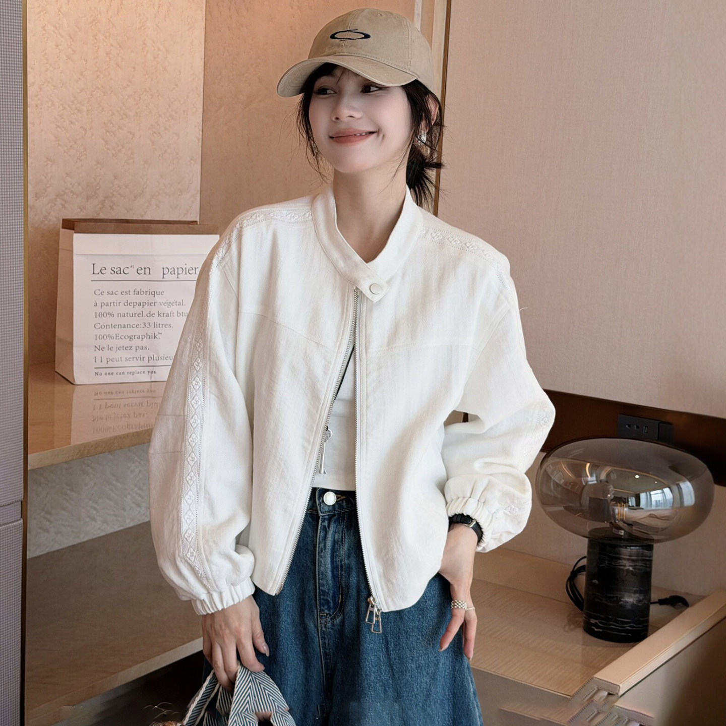 复古立领天丝麻开衫外套女欧洲站2026春装新款欧货女装时尚上衣潮