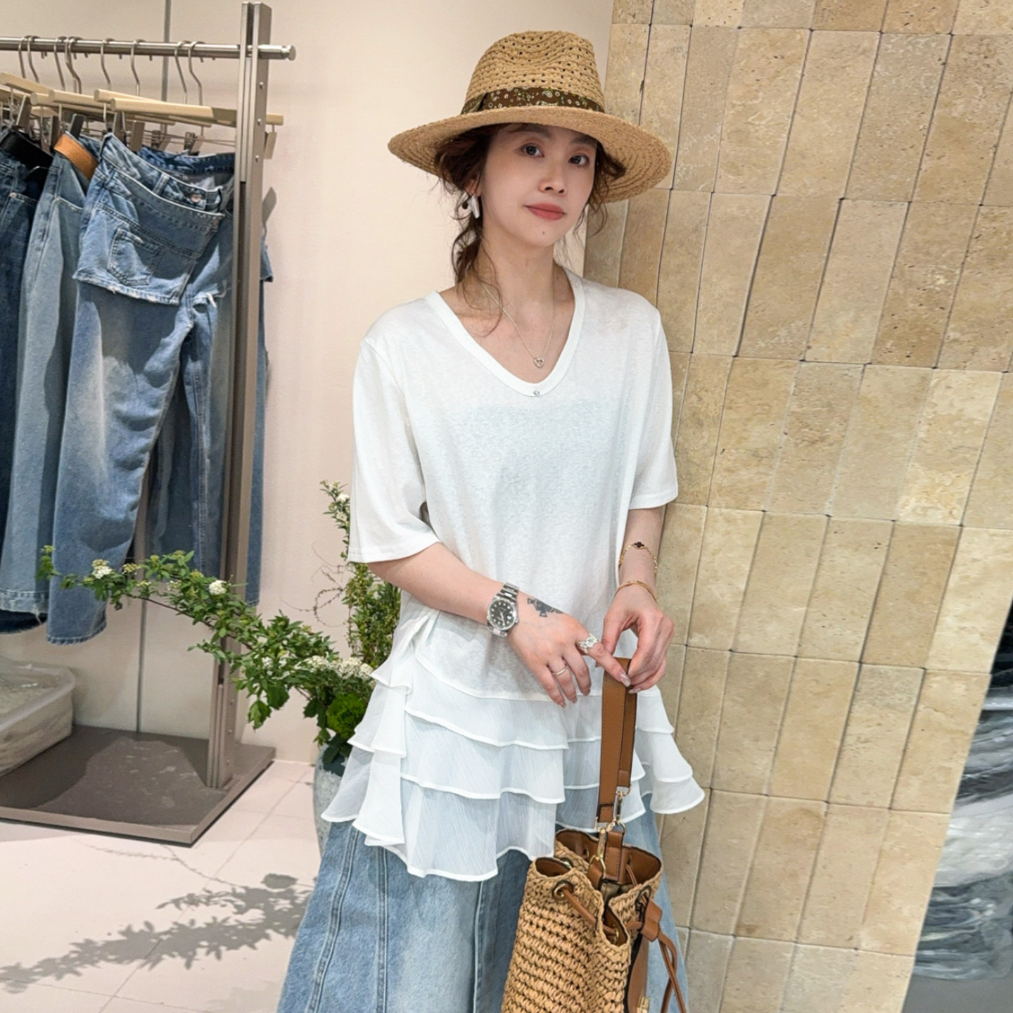 荷叶边拼接A字短袖衬衫女欧洲站2026夏季新款欧货女装时尚小衫潮