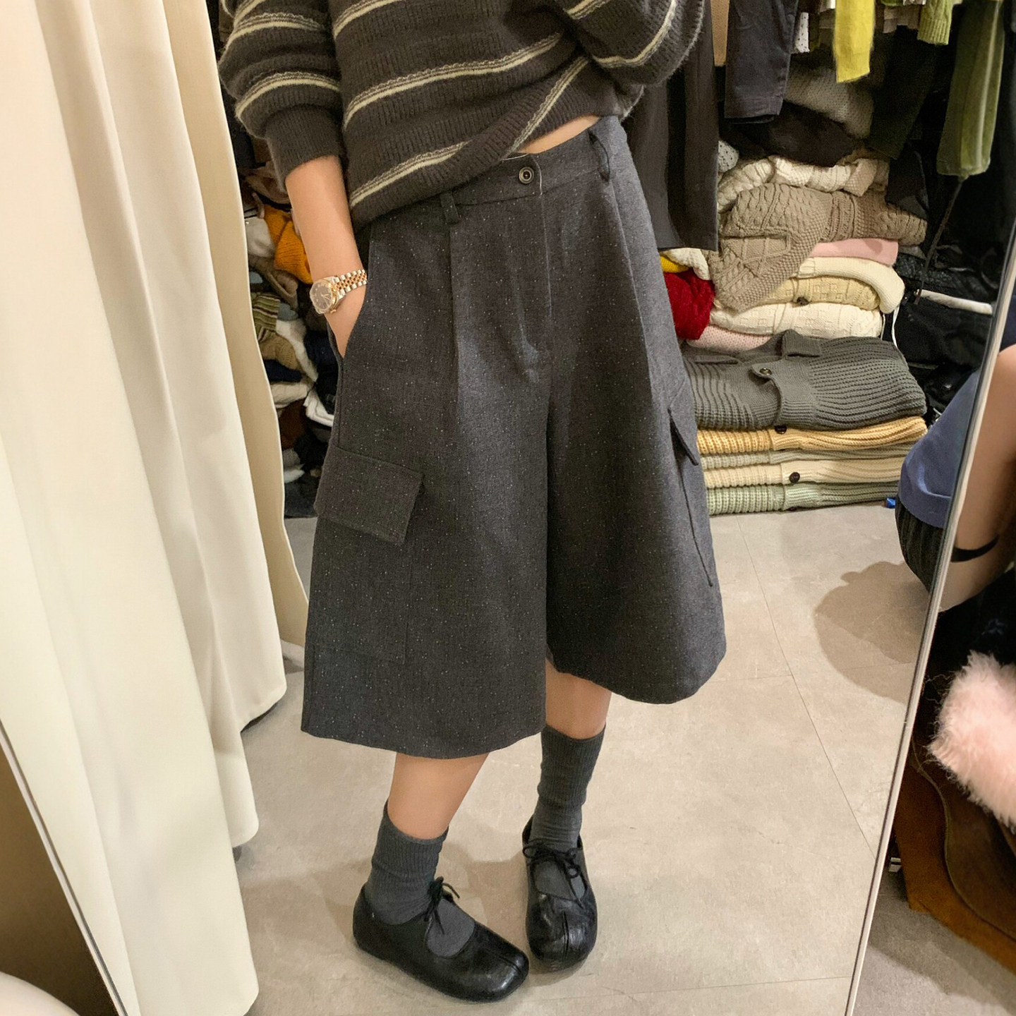 羊毛呢七分西装阔腿裤女欧洲站潮