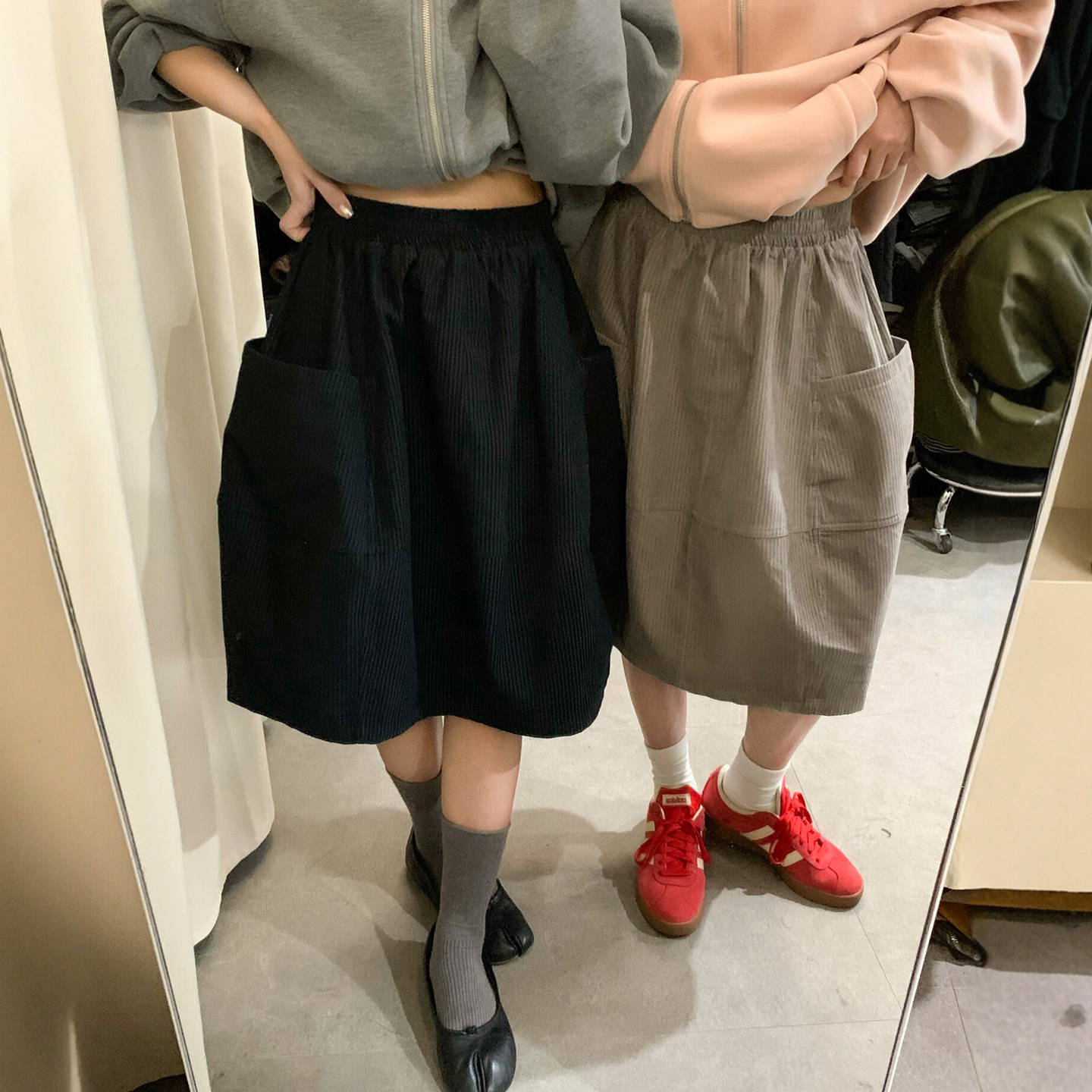 复古A字灯芯绒半身裙女欧货裙子