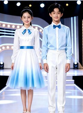 中学生合唱訒演出服男女童礼服套装儿童朗诵服舞台表演真秀晚会服