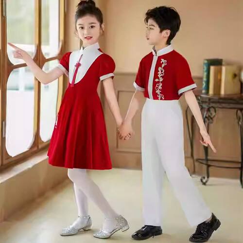 六一儿童朗诵演出服男女中小学生大合唱团表演服中国风幼儿舞蹈裙