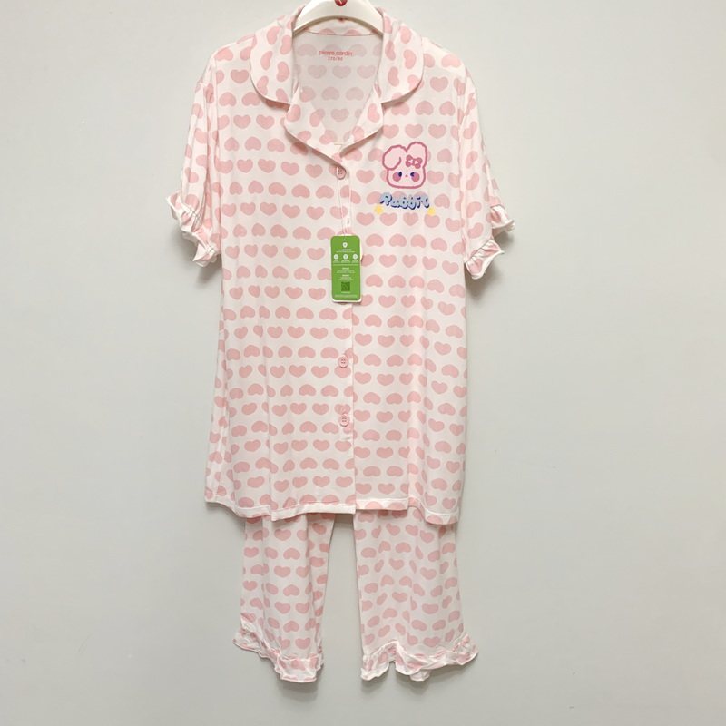 皮尔卡丹儿童内衣女童孩夏季薄短袖长裤家居服睡衣套装240178清仓