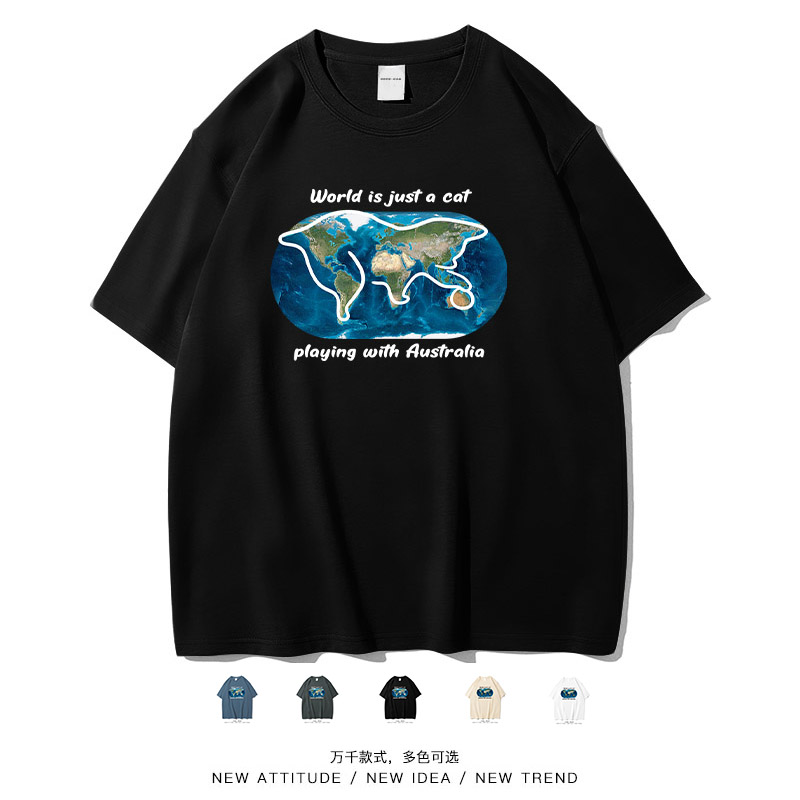 猫咪玩转世界澳大利亚地图短袖