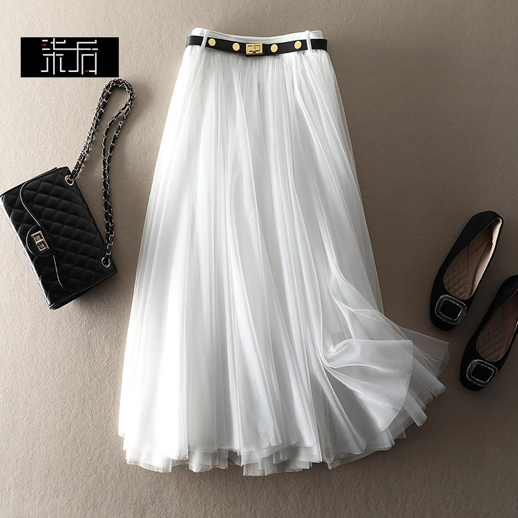 欧货街头时髦金属网纱气质半身裙