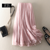 飘逸十足 高腰显瘦网纱半身裙简约设计感乱褶蓬蓬长裙超仙纱裙春
