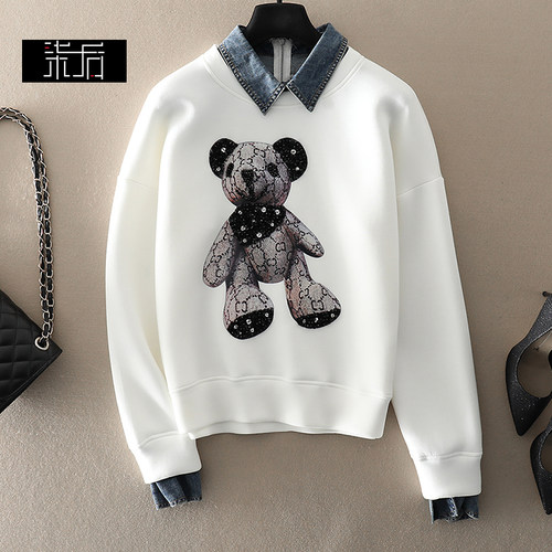 2021秋冬牛仔翻领重工廓形钉钻