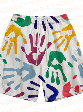 Handsprint Men's Shorts Summer Women's Shorts Pop Pants