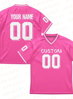 Free Customized Pink Football T-Shirts V Collar Men's Jersey