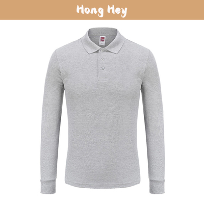男款秋季长袖纯棉纯色Polo衫
