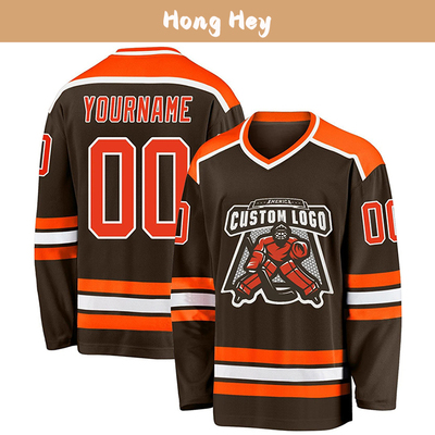 定制V领冰球服长袖足球球衣男女