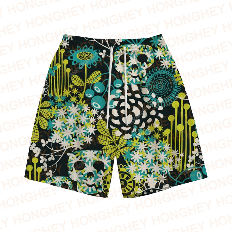 欧美风骷髅头短裤男女时尚潮流裤