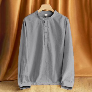 Summer Men's Shirts Long Sleeves Casual Linum Shirts For Men