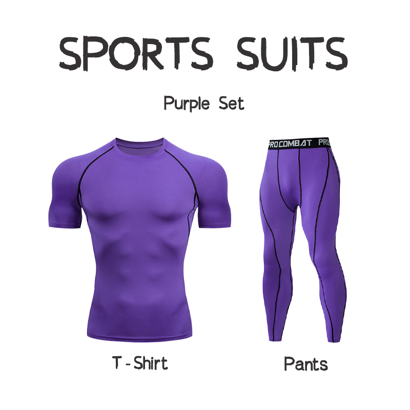 Summer Men Sports Suits Running Clothes Training T-Shirt Set