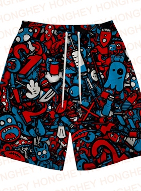 Cartoon Animal Men's Shorts Summer Daily Shorts Half Pants