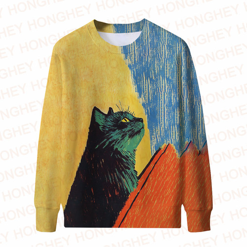 Sublimation Men Hoodies Round Neck Sweatshirts Animal Print