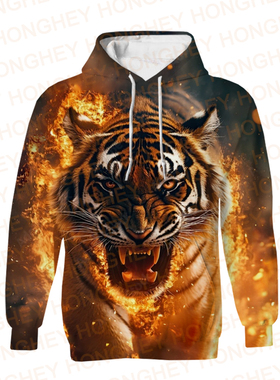 Tigers Hoodies For Men Pullovers Autumn Animal Men's Hoodies