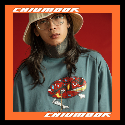 OSCILL 复古青蛙玩具炸弹蓝绿宽松T恤短袖