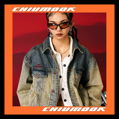 OSCILL翻领宽松牛仔夹克