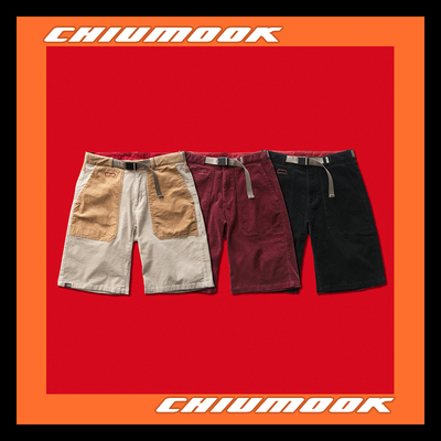 OSCILL 复古拼接灯芯绒标识休闲滑板短裤中裤五分裤