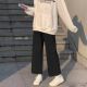 黑色阔腿裤 子女学生韩版 宽松显瘦高腰九分休闲裤 春夏新款 直筒裤 子