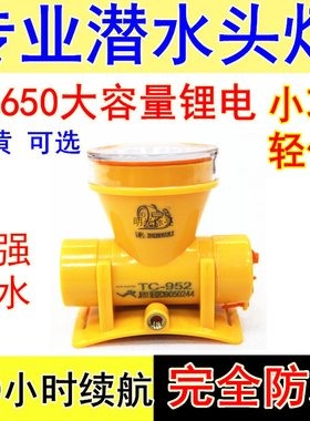 潜水头灯专业水下抓鱼强光LED超亮防水灯头戴式赶海手电筒白黄光