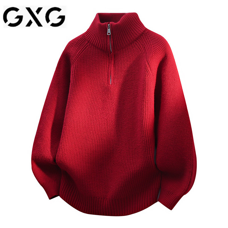 GXG半高领毛衣男冬季2025新款拉链高级感羊毛衫宽松保暖针织衫男,男装,针织衫/毛衣,淘宝优惠券,粉丝福利购,淘宝优惠卷