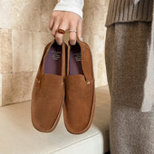 女2026新款 深口单鞋 一脚蹬女鞋 1.2cm英伦风真皮乐福鞋 平底豆豆鞋