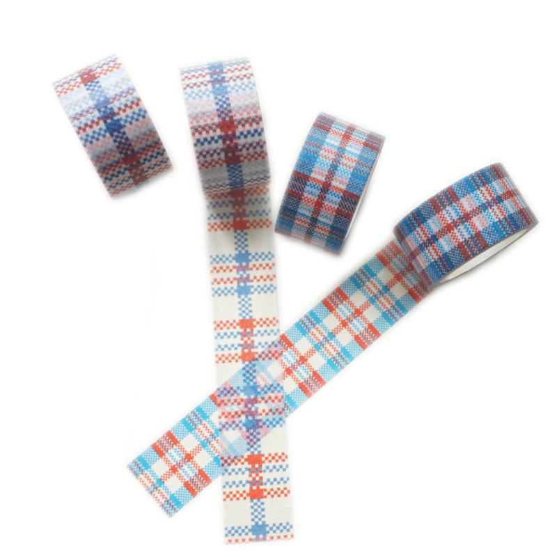 复古编织蓝色大宽格子手帐和纸胶带拼贴创意相册DIY边框装饰7mt02