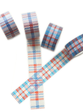 复古编织蓝色大宽格子手帐和纸胶带拼贴创意相册DIY边框装饰7mt02