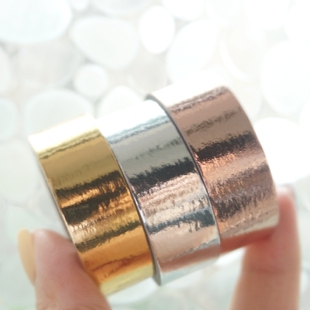 烫金纯色和纸胶带DIY装饰边框银色玫瑰金手帐相册手工可手撕5mt15