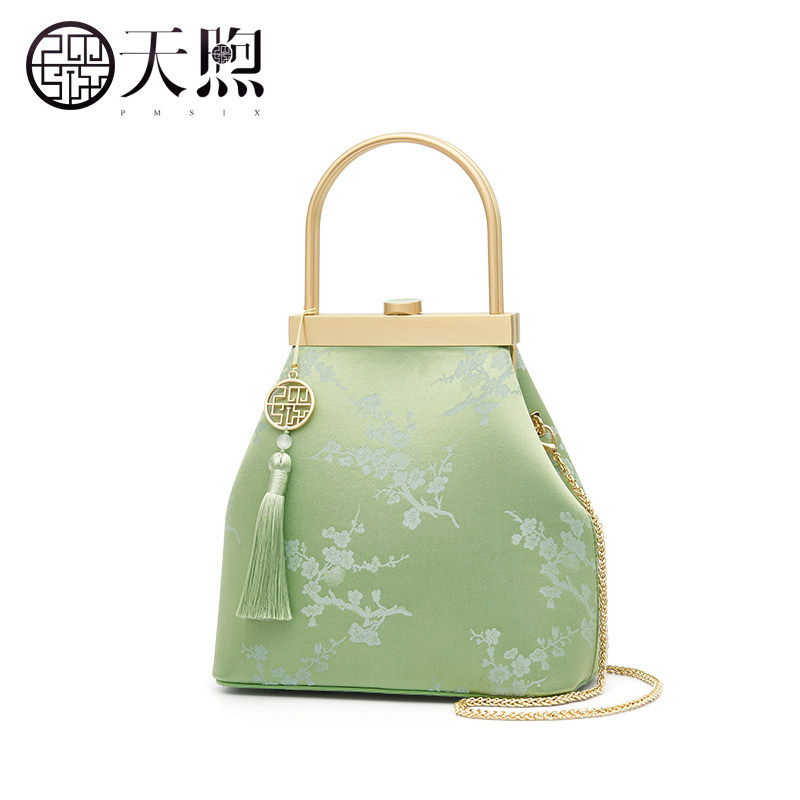 Pmsix天熙复古女包桑蚕丝布包手拎包配汉服旗袍包中年妈妈古装包