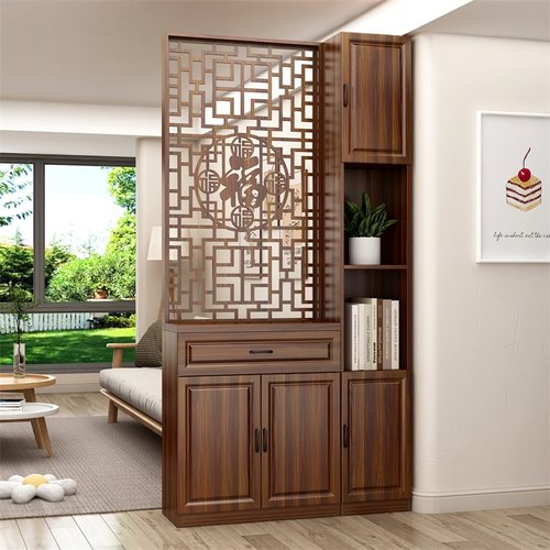 新中式玄关柜屏风隔断客厅入户正对门遮挡进门福字酒柜鞋柜一体