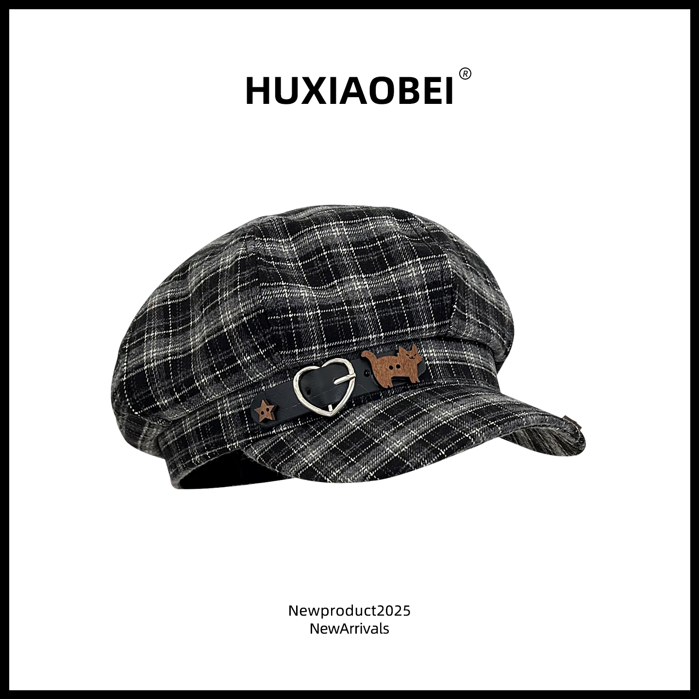 出游复古女春夏宽檐格纹八角帽