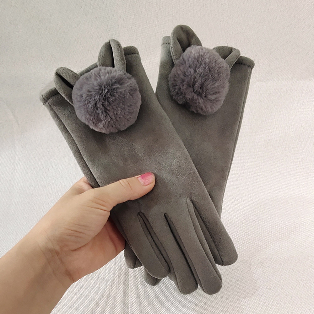 春秋骑行手套女兔子可爱麂皮绒保暖韩版防风时尚学生电动自行车