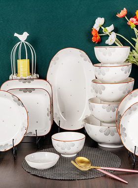 敏杨 新款碗碟套装家用轻奢陶瓷乔迁餐具满天星辰碗盘面碗釉下彩