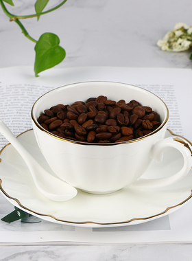 敏杨骨瓷品味咖啡杯碟纯色轻奢家用下午茶具套装精致花茶杯旗舰店