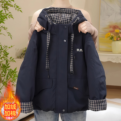 女童软壳加绒夹棉冲锋衣棉服2025新款秋冬加棉外套加厚二棉派克服