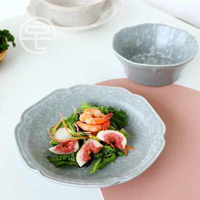 日本原装进口高颜值花边陶瓷日式风格简约碗盘瓷器餐具家用轻奢