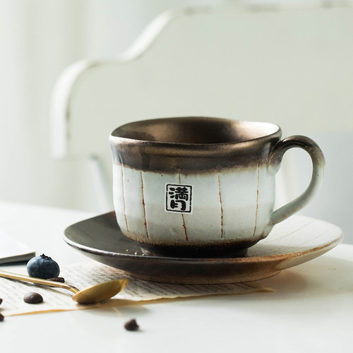 信乐烧古朴风日本进口陶瓷水杯